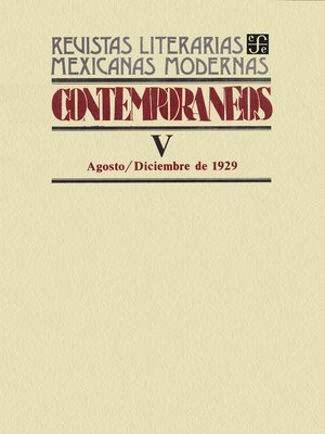cover image of Contemporáneos V, agosto–diciembre de 1929